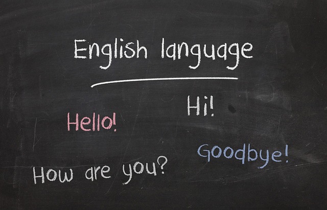 english language on black board